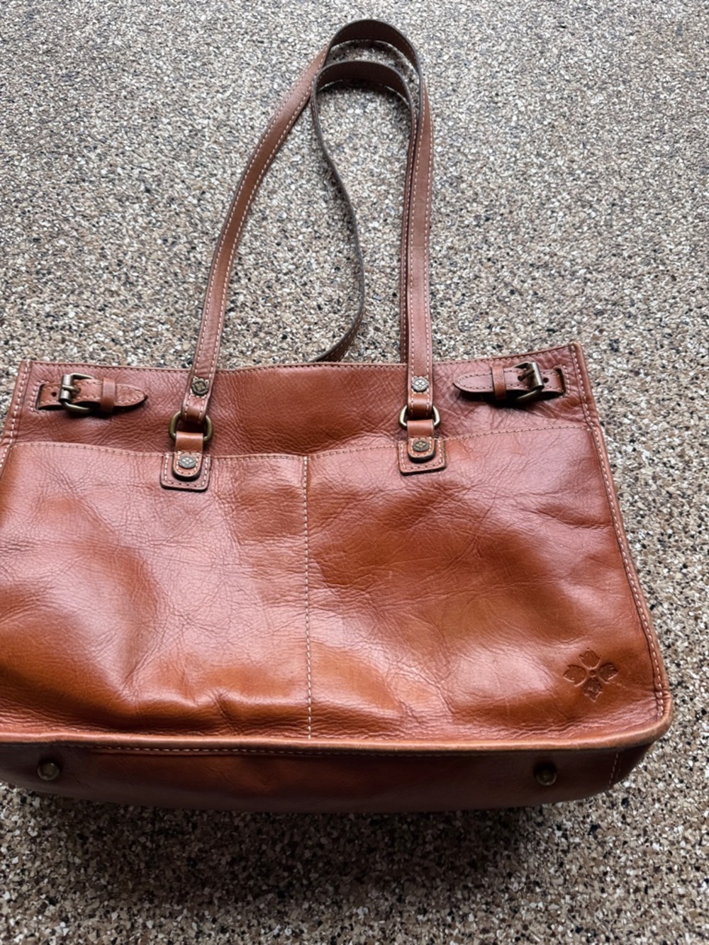 Patricia Nash Cognac Brown Leather Tote with Interior Zip Pocket